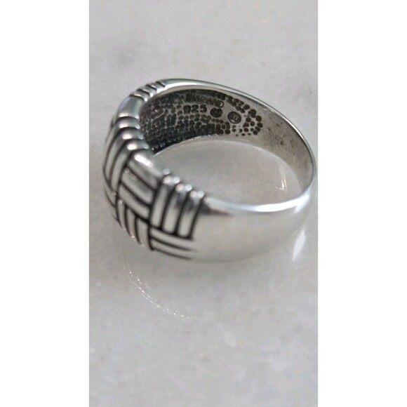 STERLING SILVER 925 WIDE GEOMETRIC OXIDIZED BLACK ROUNDED RING BAND SIZE 9.5-10 - Picture 8 of 8